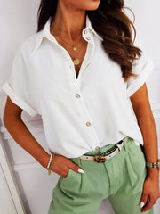 Blouses Solid Slit Doll Sleeve Blouse for Women
