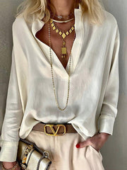 Blouses Solid Stand Collar Long Sleeve Blouse for Women