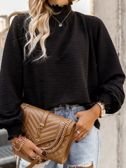 Blouses Solid Turtleneck Long Sleeve Blouses for Women