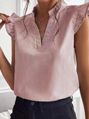 Blouses Stand Collar Striped Slim Blouse for Women