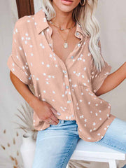 Blouses Star Print V-Neck Breasted Doll Sleeve Blouse for Women