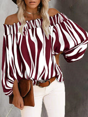 Blouses Striped One-Shoulder Chiffon Blouse for Women