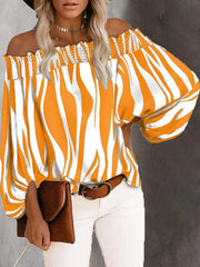Blouses Striped One-Shoulder Chiffon Blouse for Women