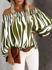Blouses Striped One-Shoulder Chiffon Blouse for Women