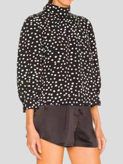 Blouses Turtleneck Polka Dot Long Sleeve Blouse for Women