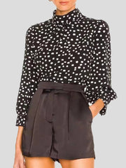 Blouses Turtleneck Polka Dot Long Sleeve Blouse for Women