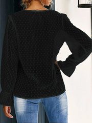 Blouses V-Neck Ruffle Lantern Sleeve Commuter Chiffon Blouses for Women