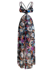 Bohemian Print Sling Chiffon Dress for Women