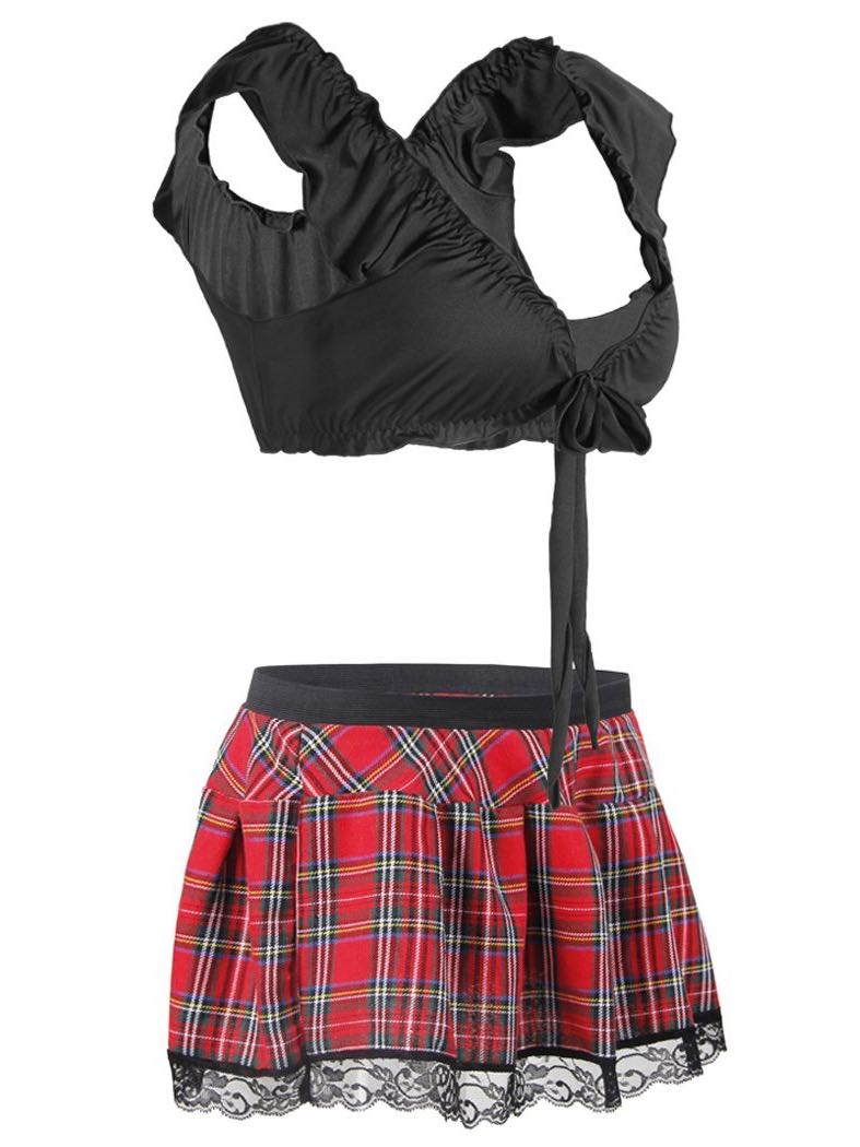 Bowknot Underwear Plaid Skirt for Women