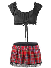 Bowknot Underwear Plaid Skirt for Women