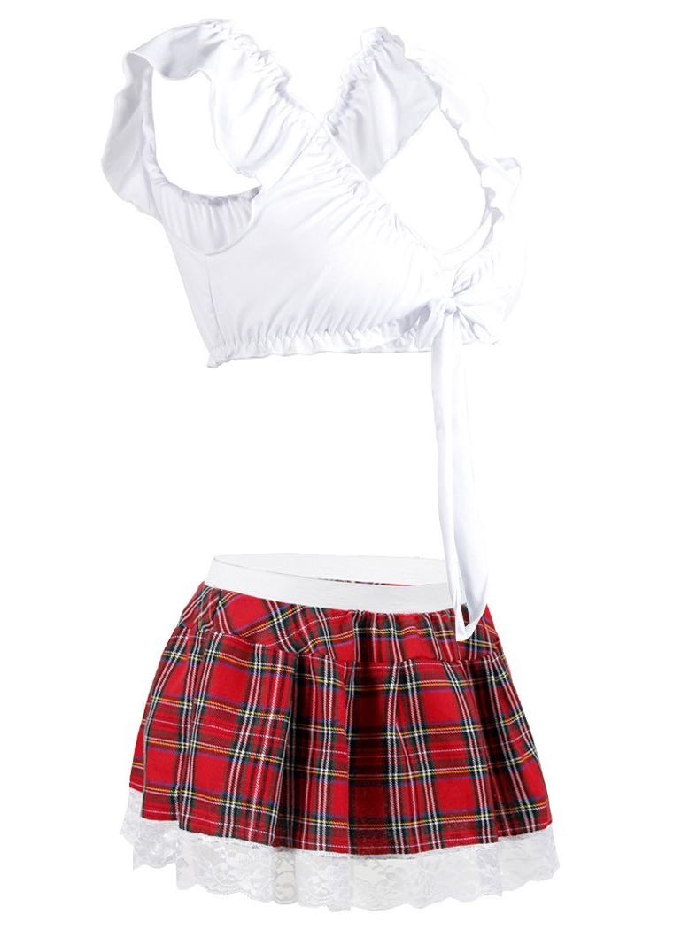 Bowknot Underwear Plaid Skirt for Women