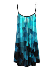 Beach Dress Beach Wear Mini Dress Print Fashion Modern Geometric Spaghetti Strap Sleeveless Loose Fit Outdoor Daily Black And White Black  Summer Spring S M L XL for Women