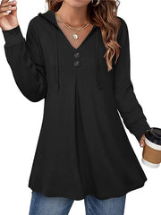 Blouse Hoodie Patchwork Solid / Plain Color Classic Hooded Regular Spring &  Fall Green Black Wine Dark Coffee Dark Blue for Women