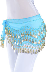 Belly Dance Hip Scarf Coin Sequin Women's Training Chiffon / Ballroom Gold Coin Belt