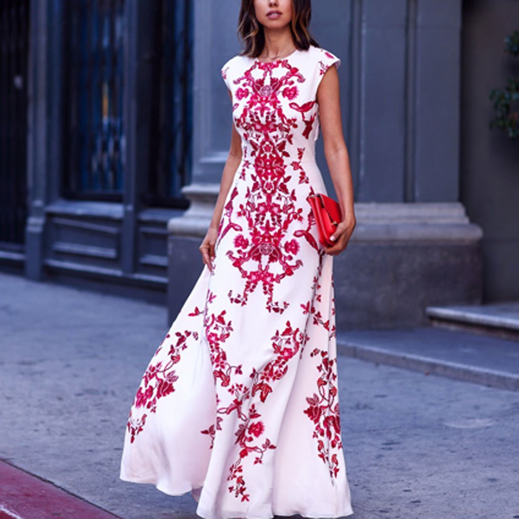 Bohemia Floral Print Sleeveless Maxi Dress