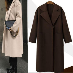 Women's Solid Color Cashmere Long Woolen Coat