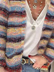 Casual Long Sleeve Striped Outerwear Cardigans