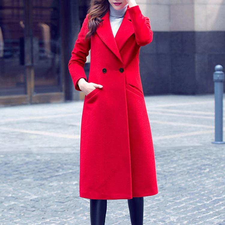 Slim Long Woolen Coats Thick Outerwear