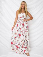 Bohemia Floral Off shoulder Waisted Maxi Dress