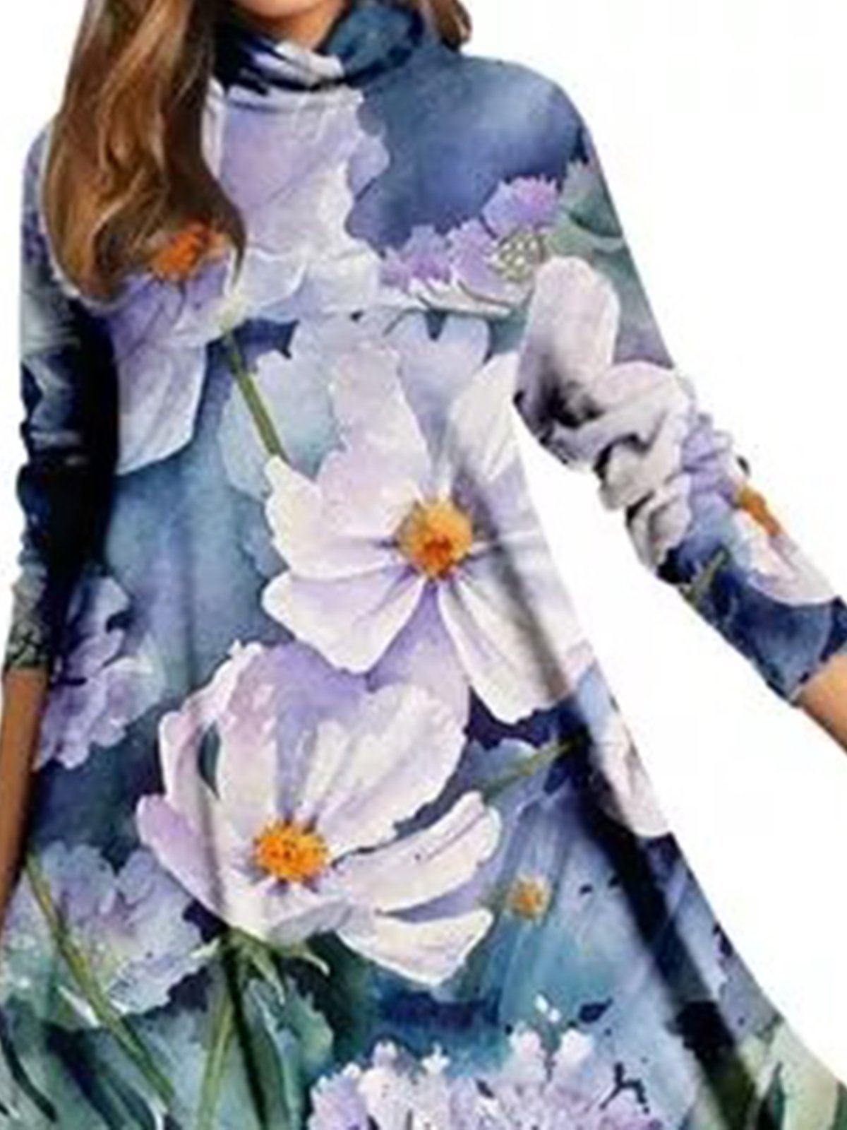 Blue Floral Casual Vacation Elegant Midi Dresses