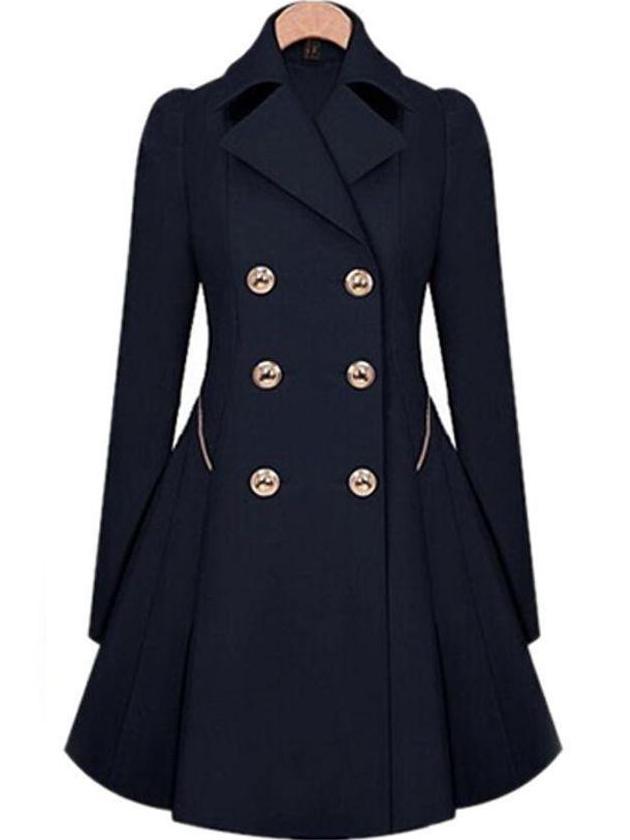 Appealing Pleated Lapel Breasted  Trench-Coat