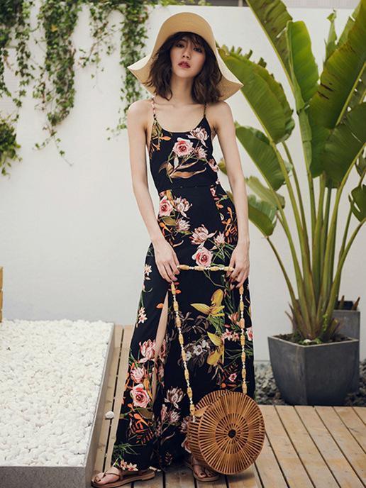 Bohemia Floral Backless Maxi Dress