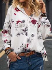 Shirt Collar Printed Long Sleeve Casual Shirts & Tops