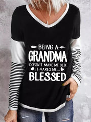Casual Long Sleeve V Neck Plus Size Printed Tops T-shirts