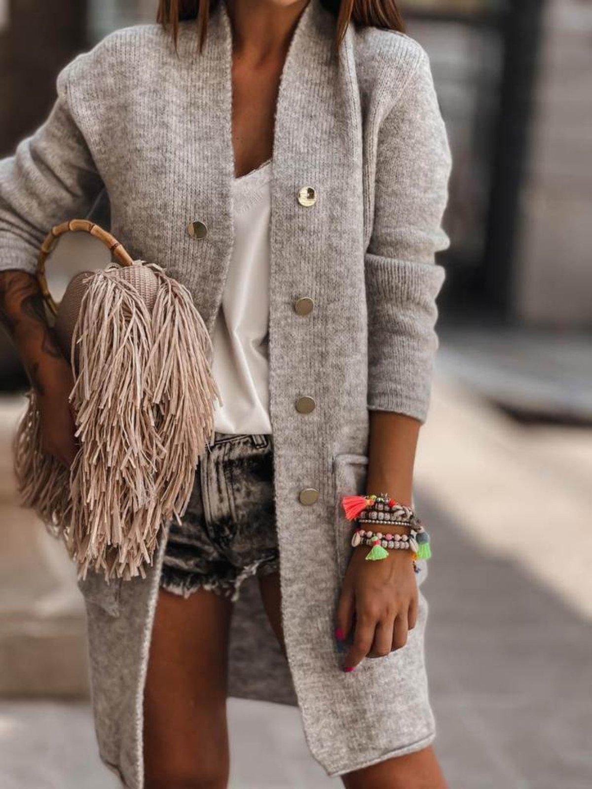Casual Long Sleeve Plain Outerwear