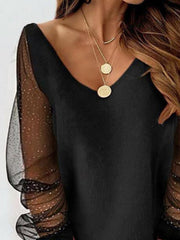 Casual Long Sleeve V Neck Plus Size Tops T-shirts