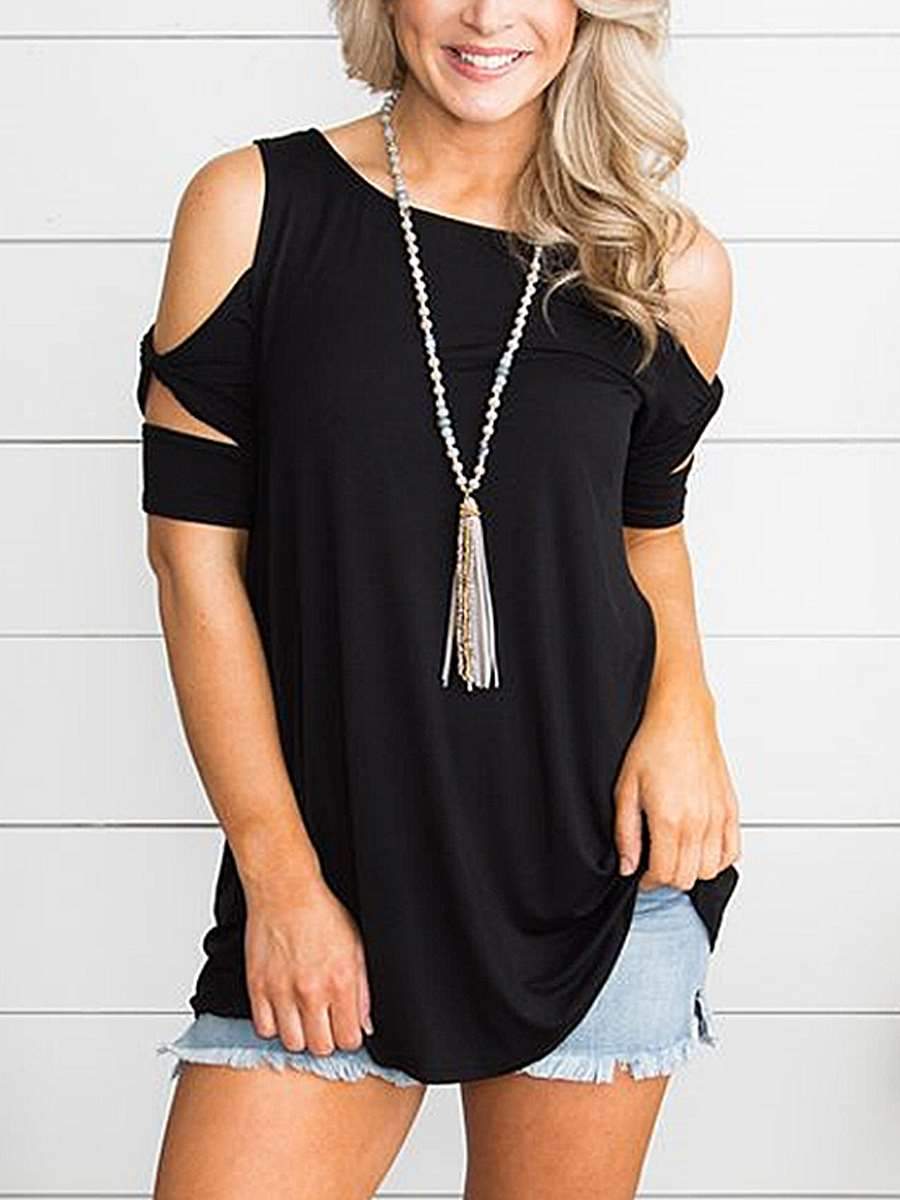 Casual Strapless Knotted Short Sleeve T-Shirt