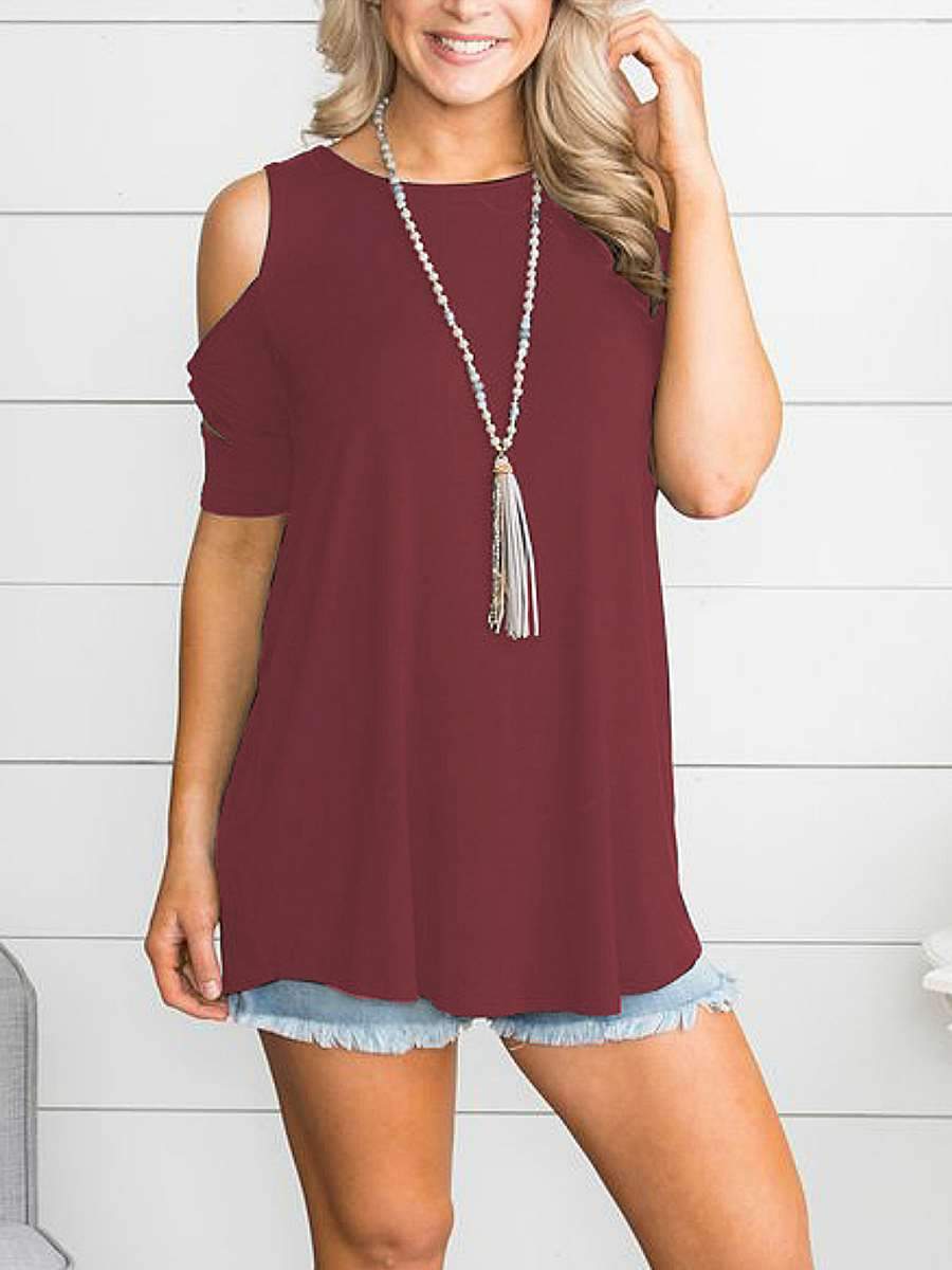 Casual Strapless Knotted Short Sleeve T-Shirt