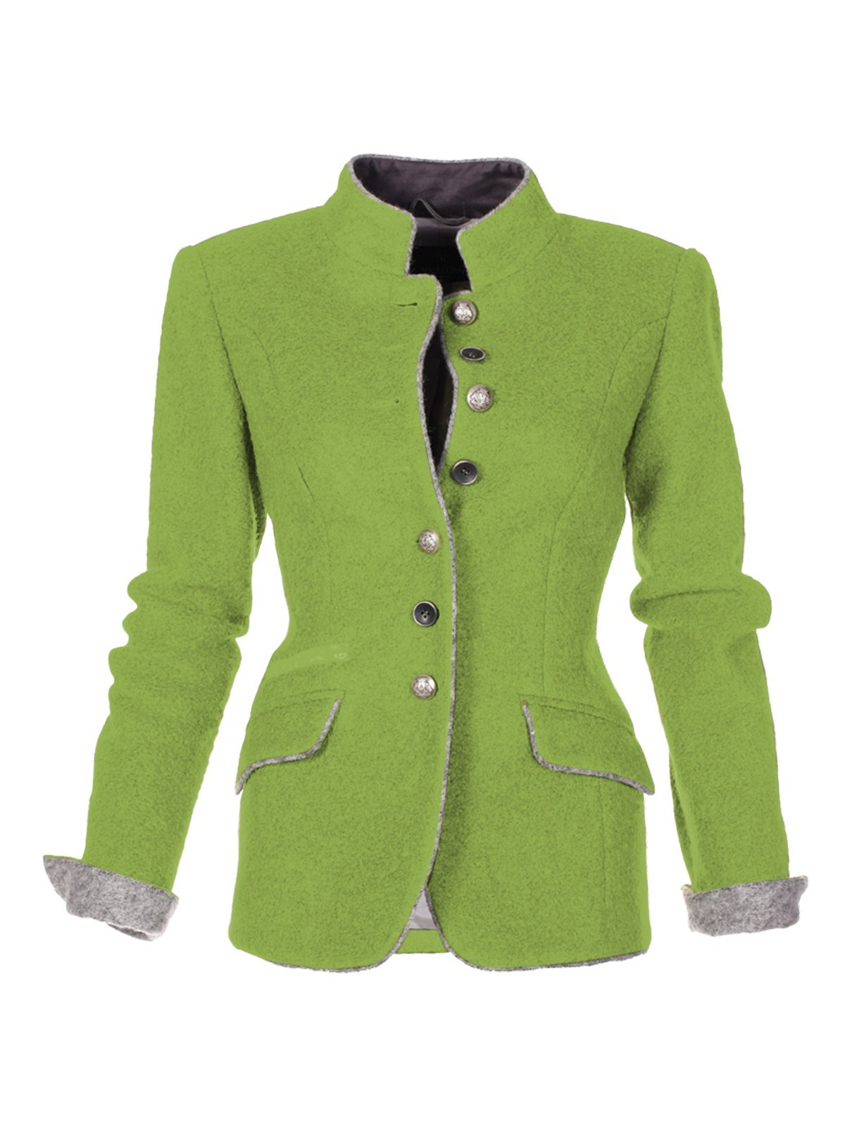 Solid Vintage Blazer Plus Size Stand Collar Jackets