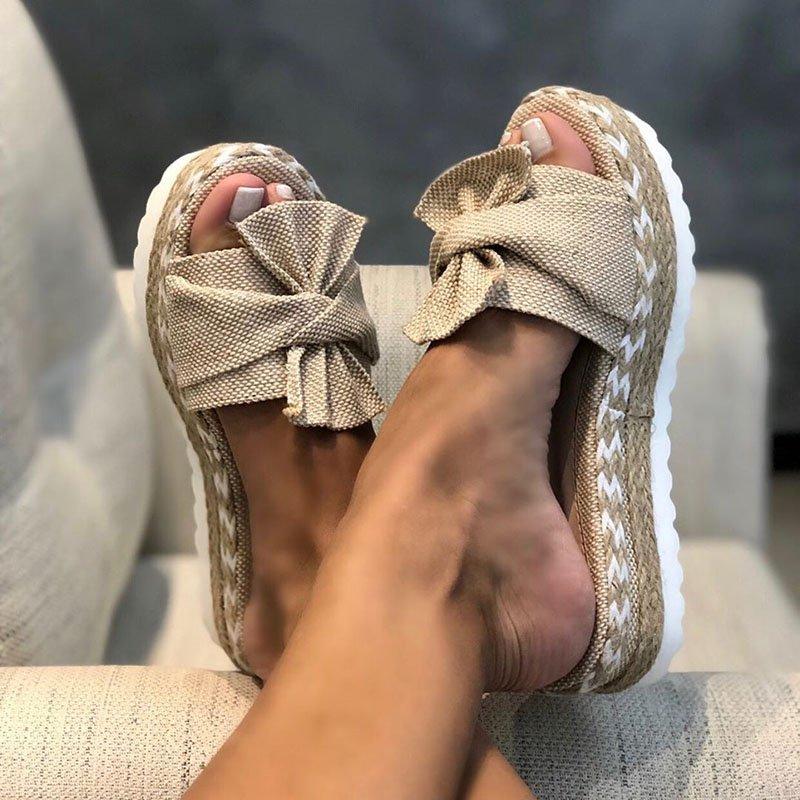 Women Casual Daily Comfy Bowknot Slip On Sandals