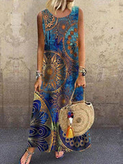 Blue Sleeveless Casual Printed Maxi Dresses summer maxi dresses for women