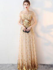 Printing Sequined Contrast O-Neck Short Sleeves Sheath Dresses