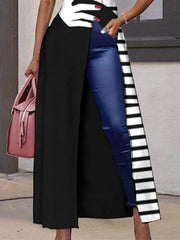 White Crew Neck Abstract Statement Shirts & Tops