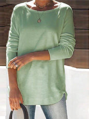 Crew Neck Solid Casual Shirts & Tops