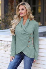 Fashion Pure Lapel Long sleeve Fastener Irregular Cardigan Sweatshirts