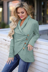 Fashion Pure Lapel Long sleeve Fastener Irregular Cardigan Sweatshirts