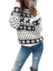 Christmas Deer Printed  Elk Print Round Neck Sweatshirts