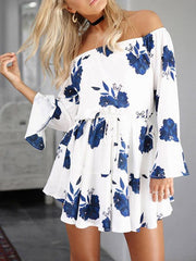 Sexy Printed Off Shoulder Women Skater Dresses