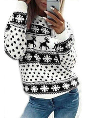Christmas Deer Printed  Elk Print Round Neck Sweatshirts