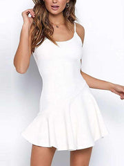 Sexy Backless  Falbala Vest Skater Dresses
