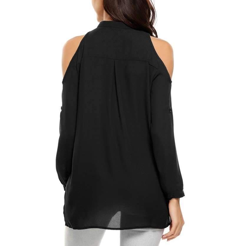 V neck Off shoulder Long sleeve Blouses