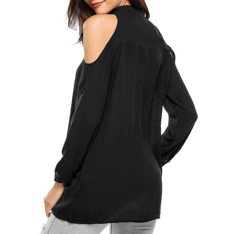 V neck Off shoulder Long sleeve Blouses