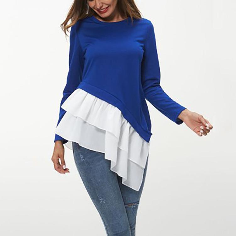 Fashion Falbala Long sleeve Gored T-Shirts