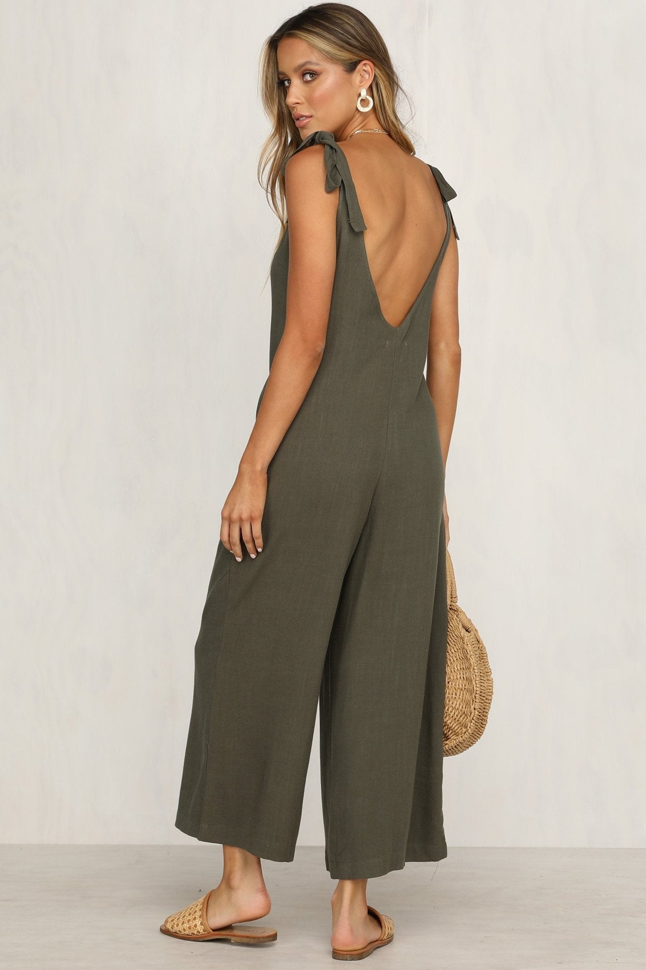 Sleeveless Plain Spaghetti Straps Casual Jumpsuits