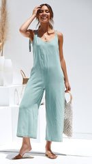 Sleeveless Plain Spaghetti Straps Casual Jumpsuits