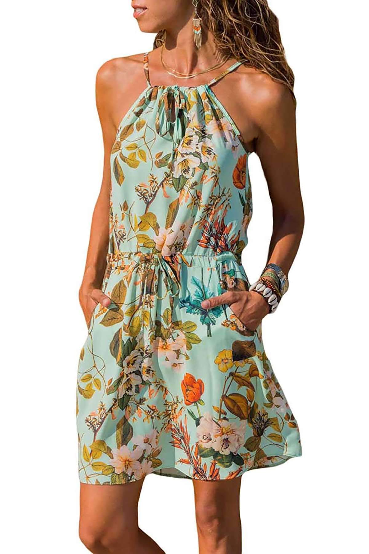 Fashion Lacing Vest Skater Vacation Dresses